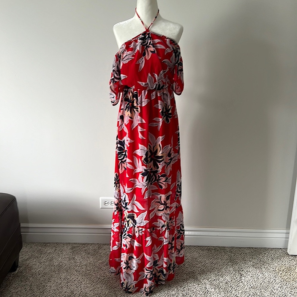 Off the shoulder, tie up, xs floral dress.